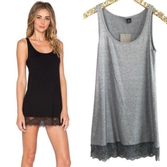 Anthropologie Dresses & Skirts - NWT ANTHROPLOGIE Metallic Tunic Lace Hem #I12